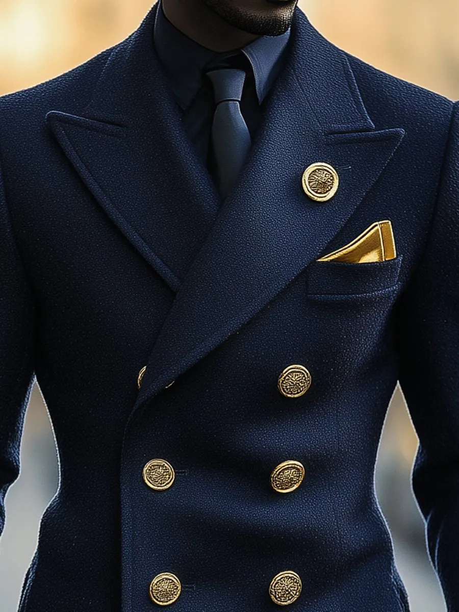 【24-hour shipping】Men Business Notched Lapel Double-breasted Woolen Overcoat
