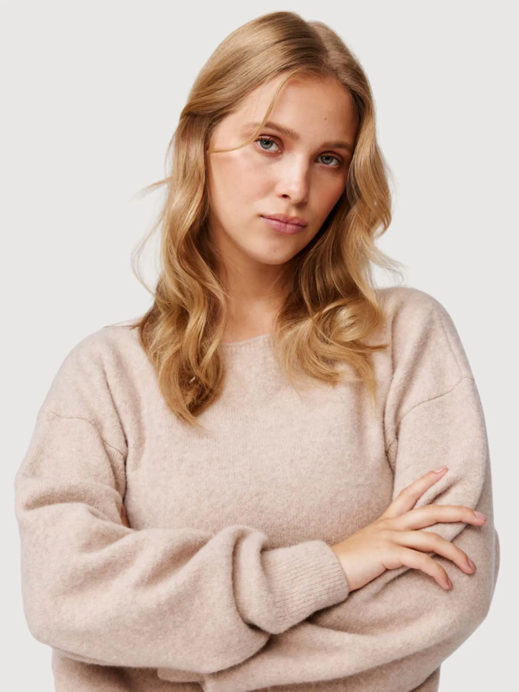 Aino Light Beige Woman Pullover | Makia