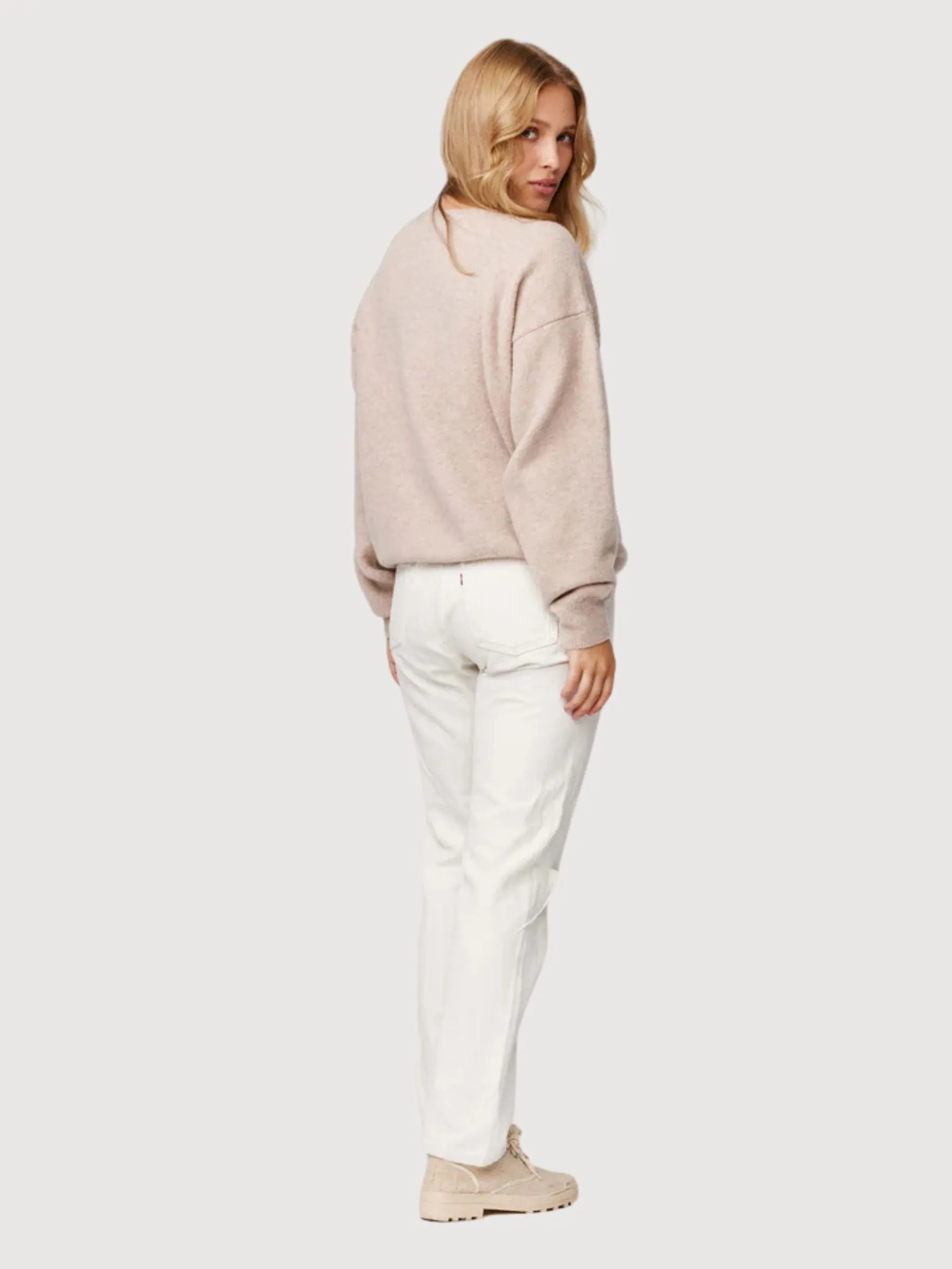 Aino Light Beige Woman Pullover | Makia