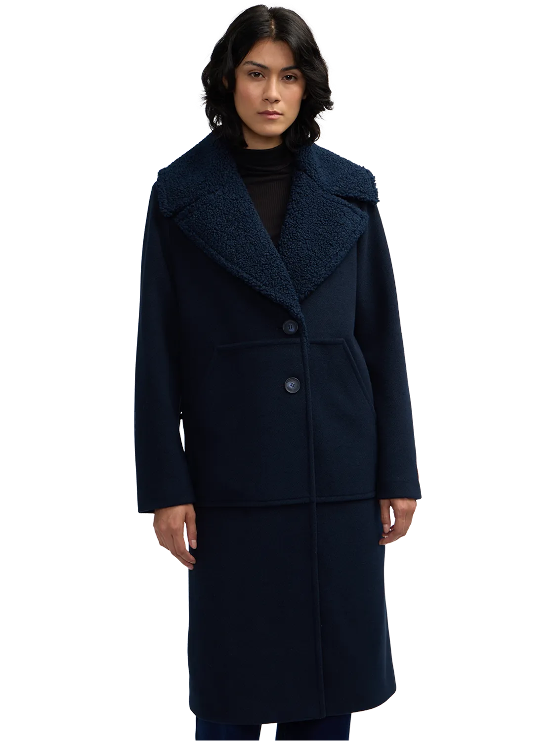 Alida Detachable Sherpa Collar Overcoat
