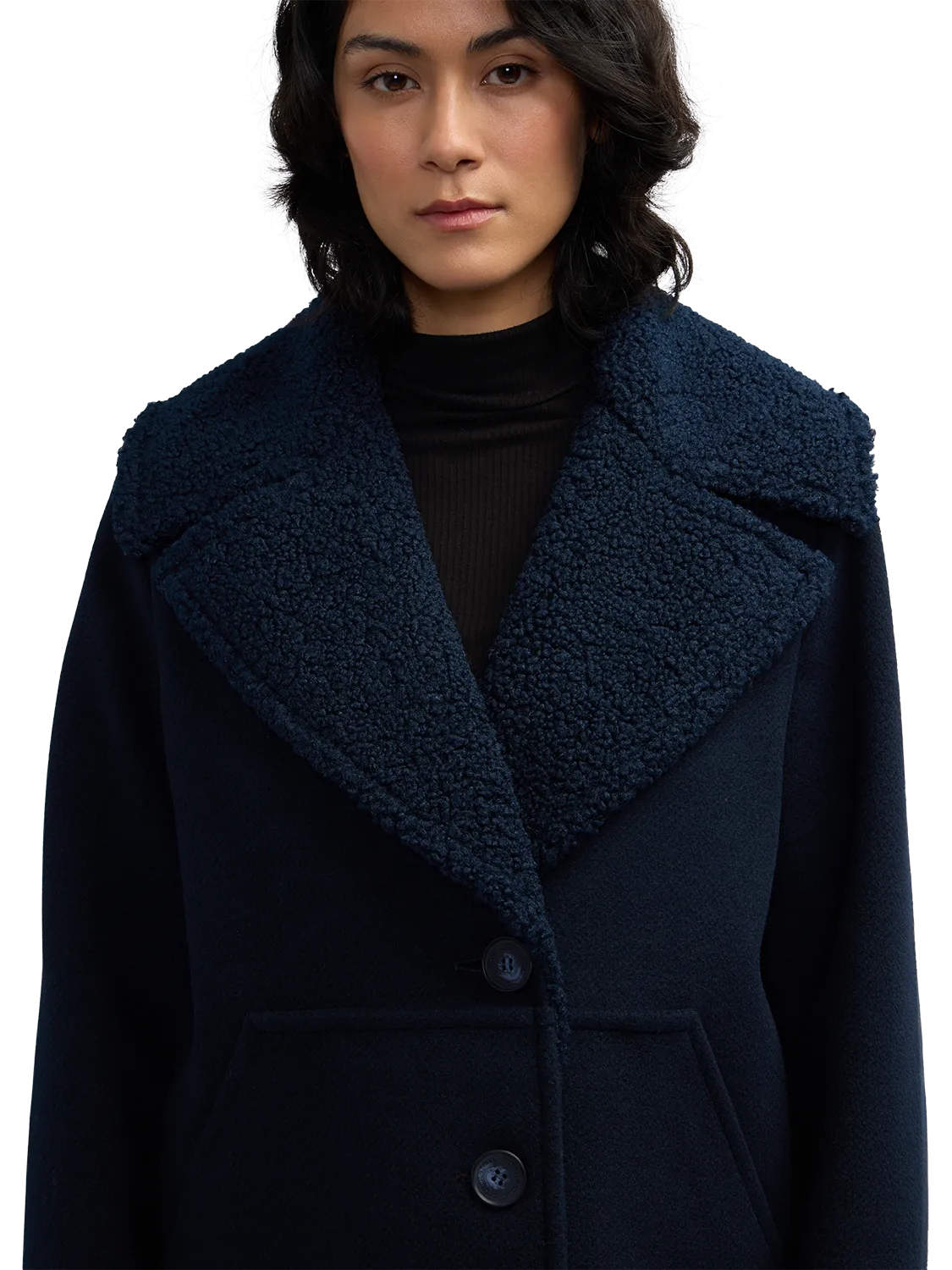 Alida Detachable Sherpa Collar Overcoat