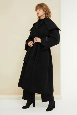 Belted cashmere and wool blend coat