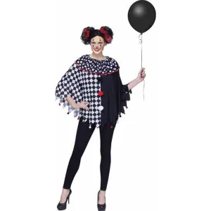 Black And White Clown Poncho- Adult
