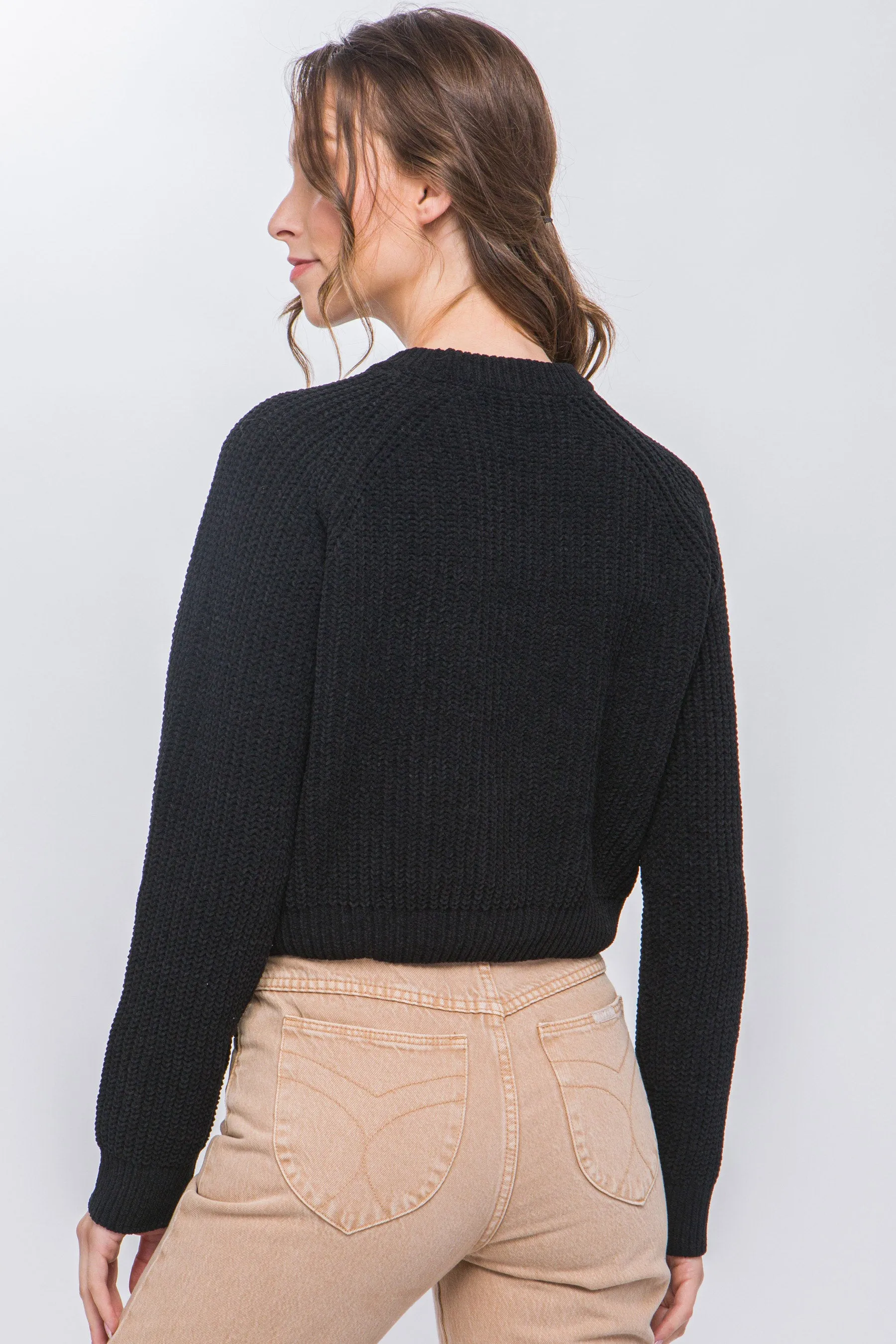 Blue Zone Planet |  Knit Pullover Sweater With Cold Shoulder Detail