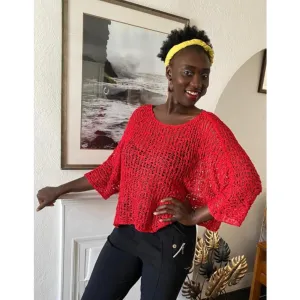 Breezy Red Bohemian Popcorn Cover Up