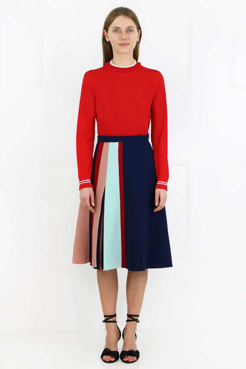 CONTRAST PLEAT SKIRT INSIGNIA BLUE