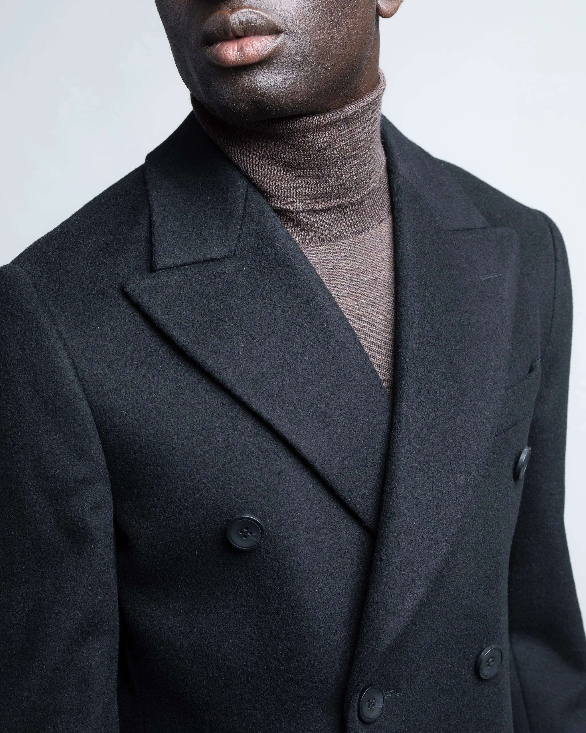 Double-breasted Overcoat in Black