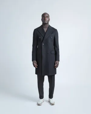 Double-breasted Overcoat in Black