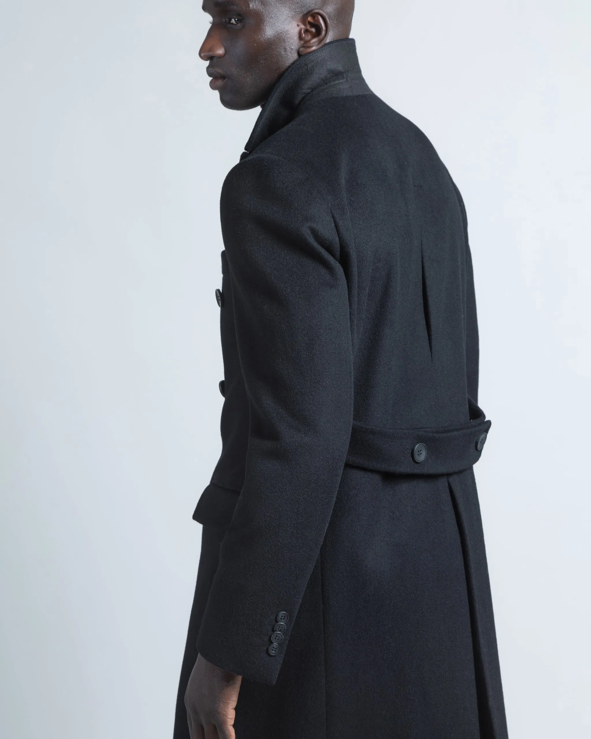 Double-breasted Overcoat in Black