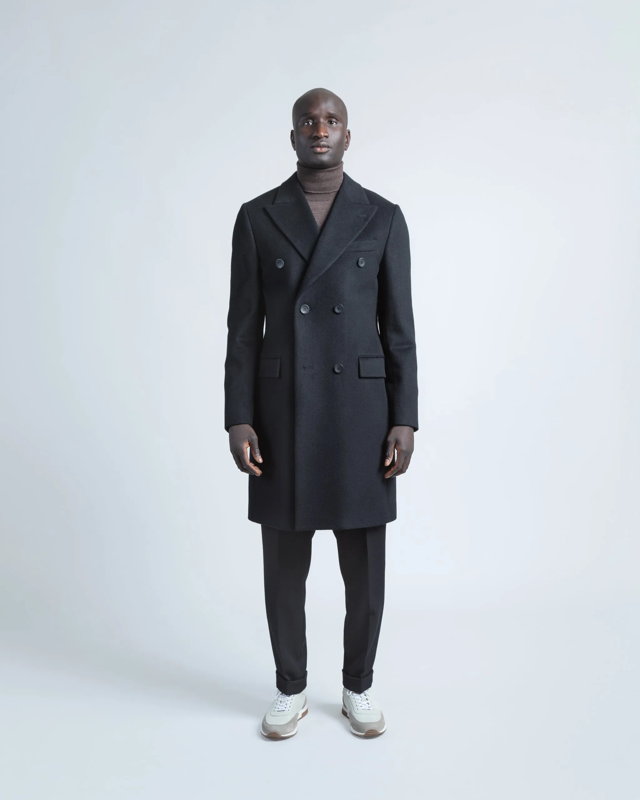 Double-breasted Overcoat in Black