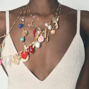 Fashion  Multi-Layer Snake Chili Flower Tassel Necklace