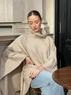FINAL SALE!! Apres Chic Turtleneck Poncho in Taupe