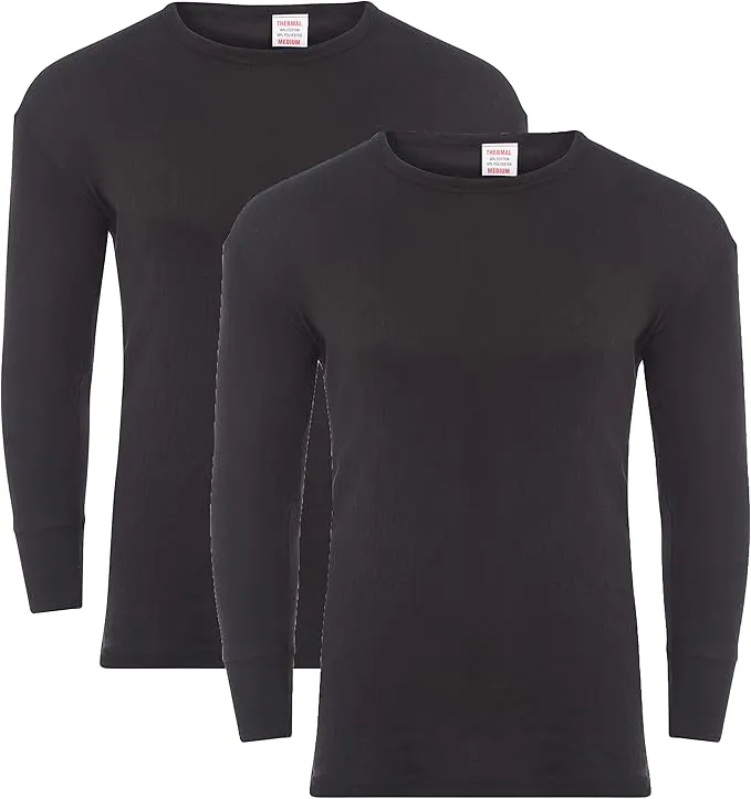 Heatwave® Pack of 2 Men's Thermal Long Sleeve Top, Warm Underwear Baselayer, S M L XL XXL Thermals