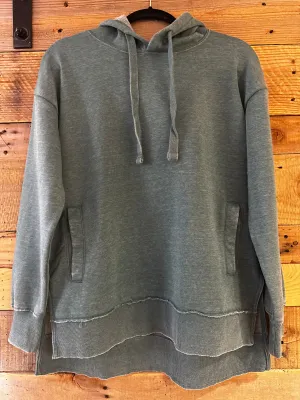 Hooded Vintage Washed Fleece in Emerald