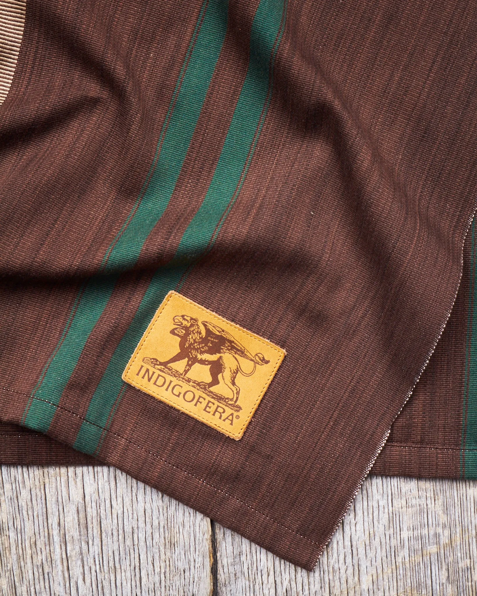 Indigofera Poncho Japanese Cotton/Wool Brown/Green