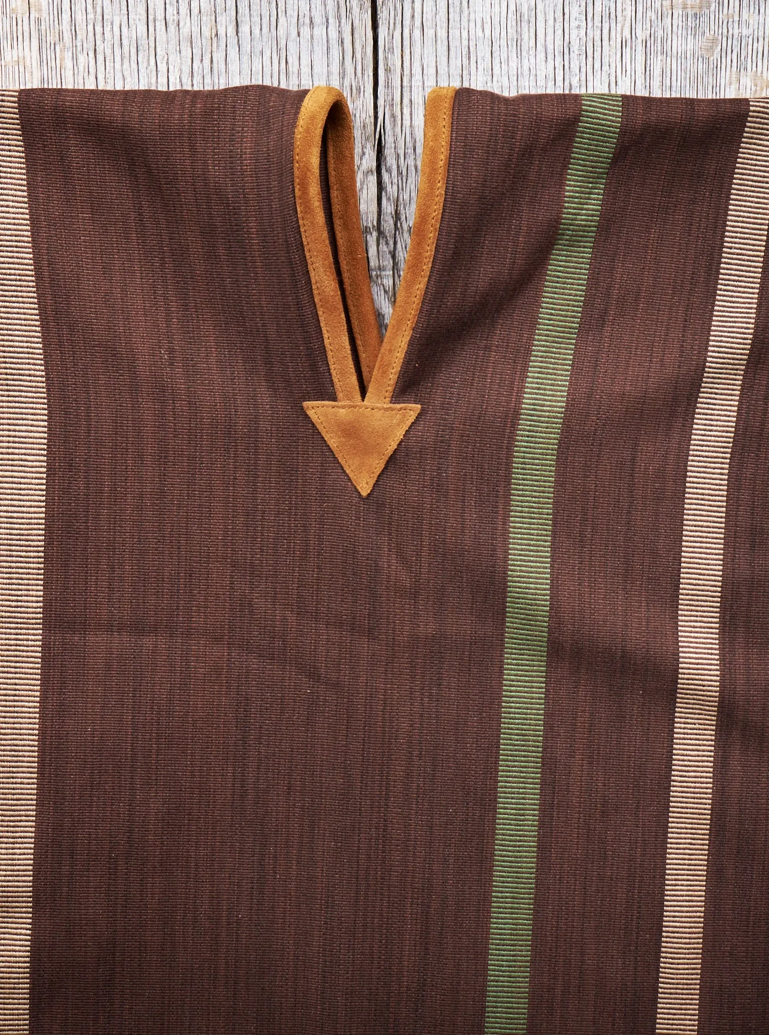 Indigofera Poncho Japanese Cotton/Wool Brown/Green