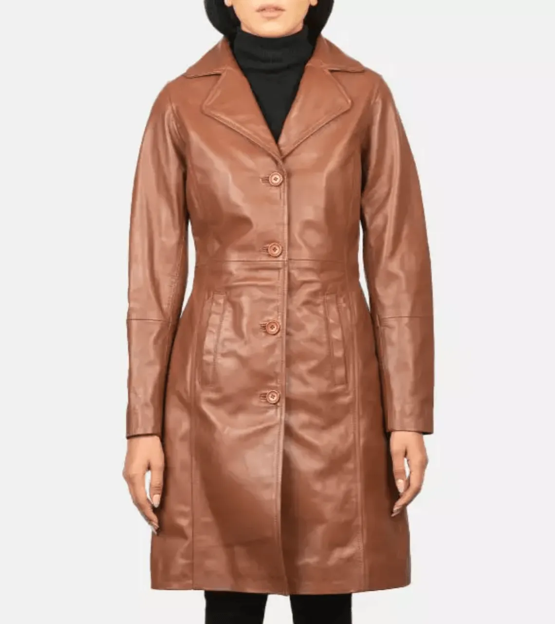 Jodie Single Breasted Women's Leather Coat