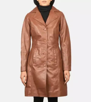 Jodie Single Breasted Women's Leather Coat