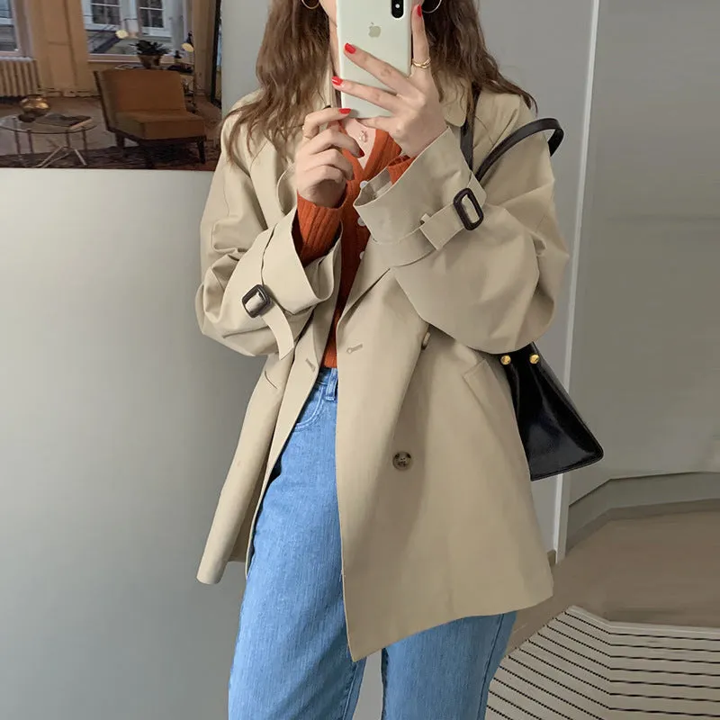 Korean version of the draped temperament trench coat