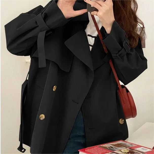 Korean version of the draped temperament trench coat
