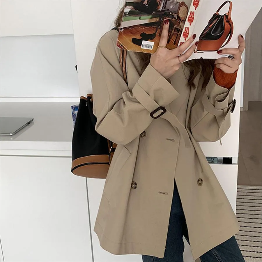 Korean version of the draped temperament trench coat