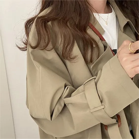 Korean version of the draped temperament trench coat