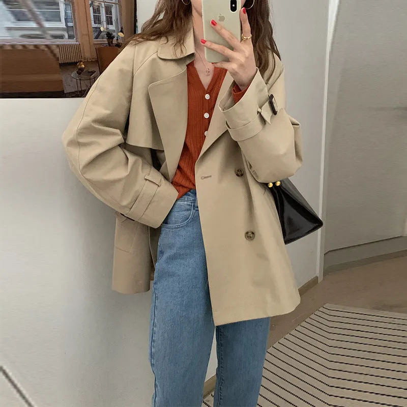 Korean version of the draped temperament trench coat