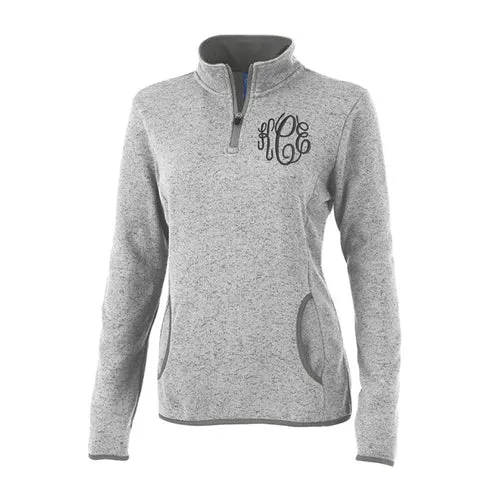 Ladies Charles River Apparel Heathered Sweater Fleece 1/4 Zip Pullover
