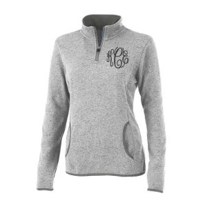 Ladies Charles River Apparel Heathered Sweater Fleece 1/4 Zip Pullover
