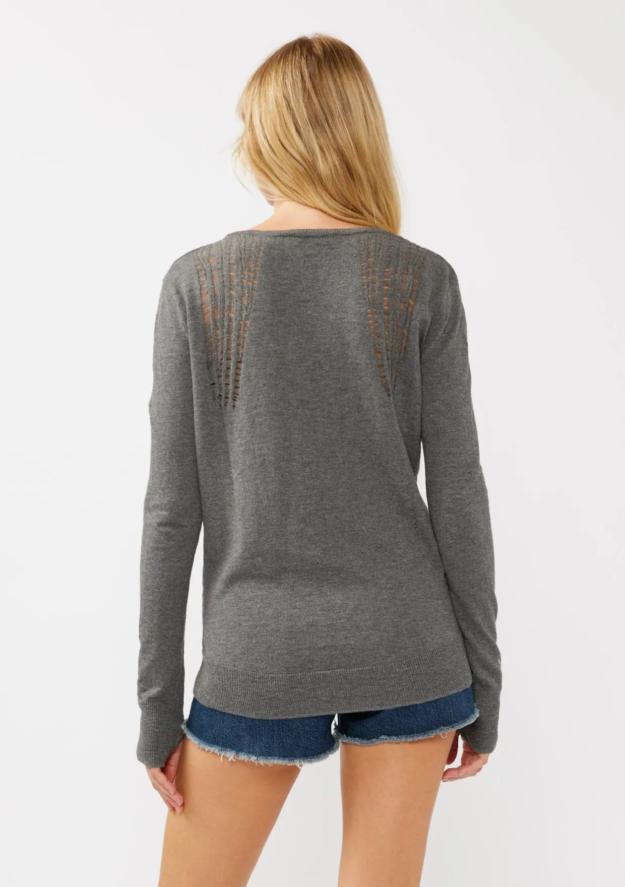 Long Sleeve Distressed Pullover Sweater