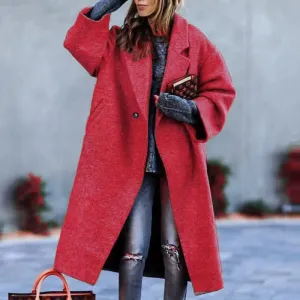 Long Sleeved Large Woolen Overcoat
