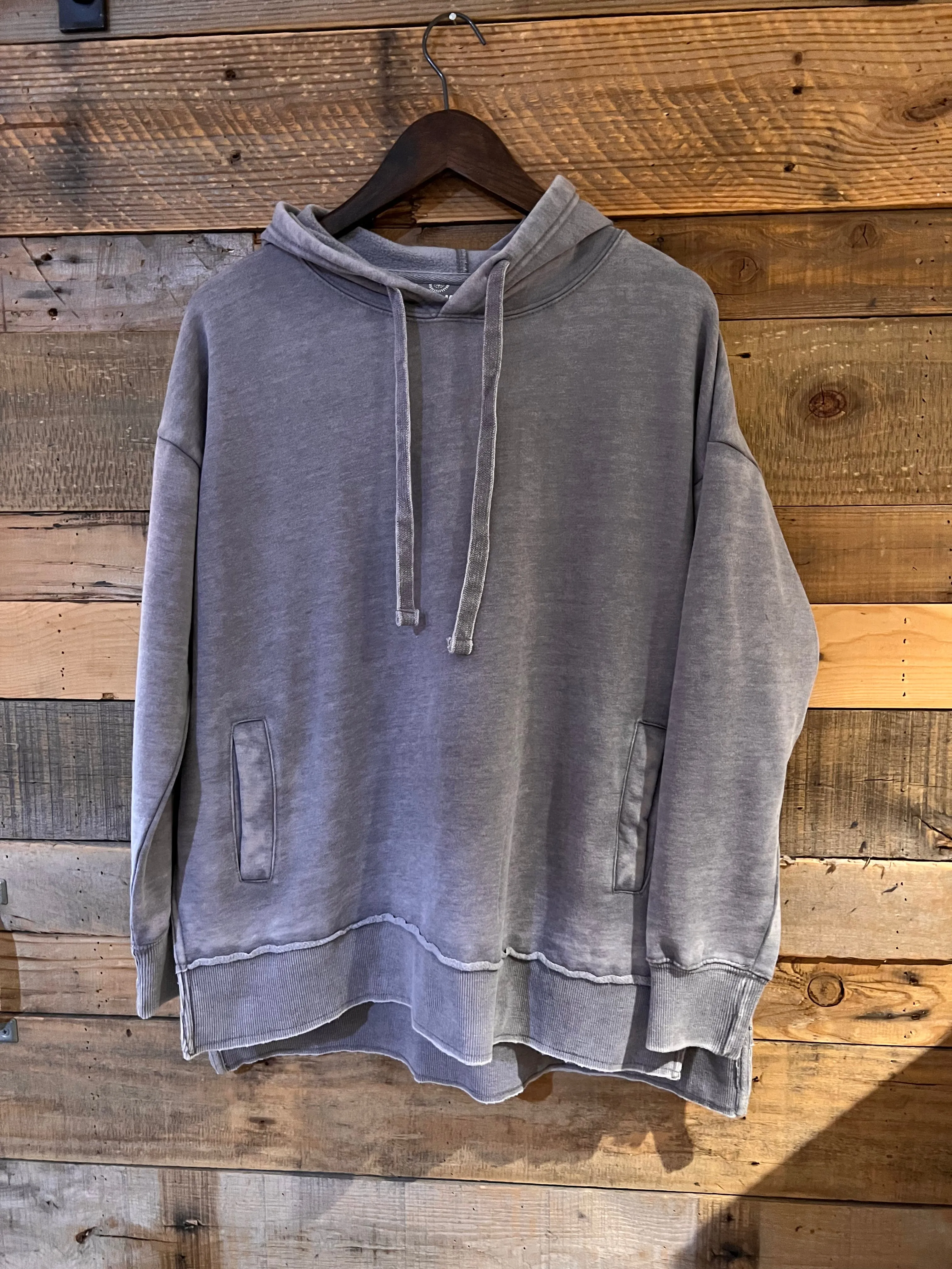 Marni Hooded Vintage Washed Fleece in Gray