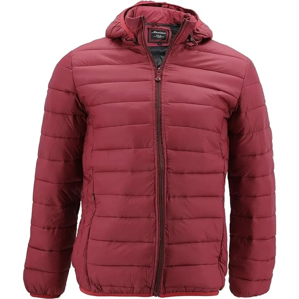 Maximos Men's Coat Slim Fit Lightweight Zip Insulated Puffer Hooded Jacket