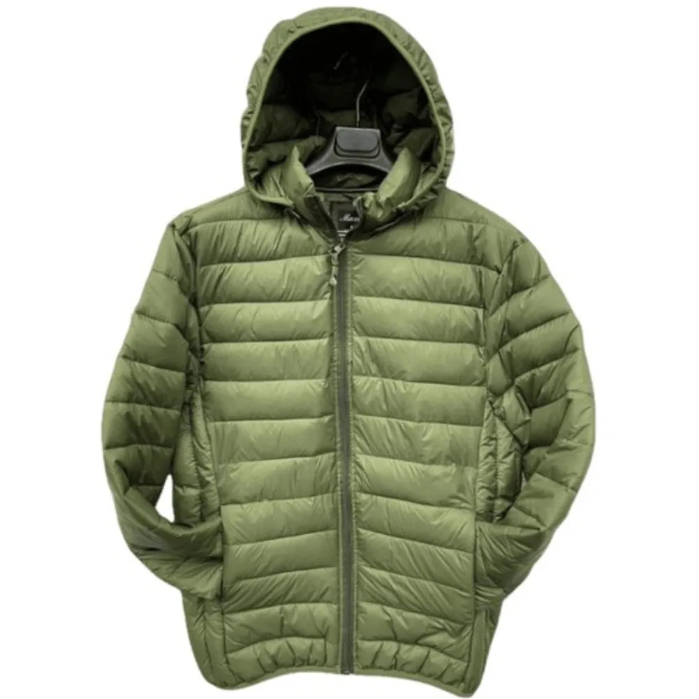 Maximos Men's Coat Slim Fit Lightweight Zip Insulated Puffer Hooded Jacket