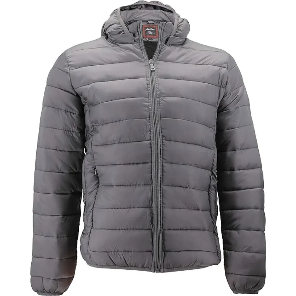 Maximos Men's Coat Slim Fit Lightweight Zip Insulated Puffer Hooded Jacket