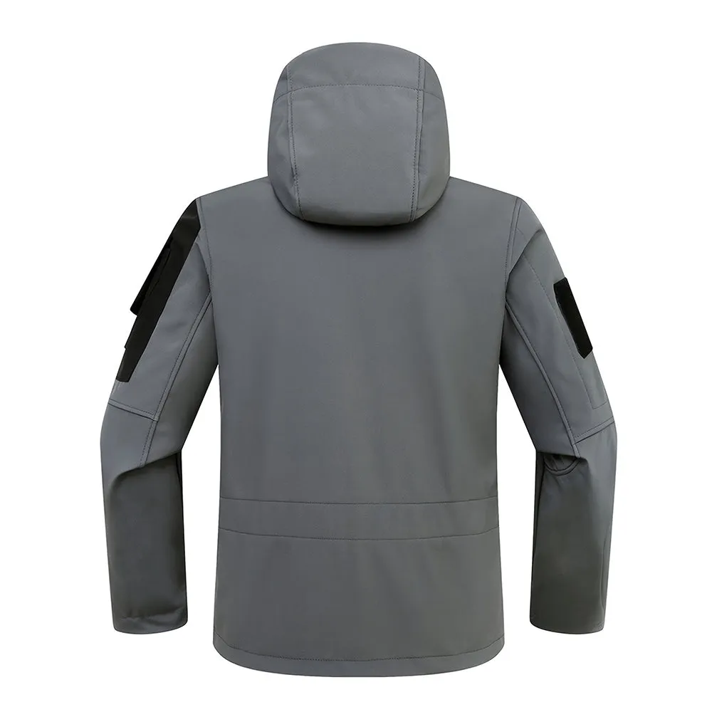 Men’s Softshell Camo Military Tactical Fleece Jacket with Removable Hood