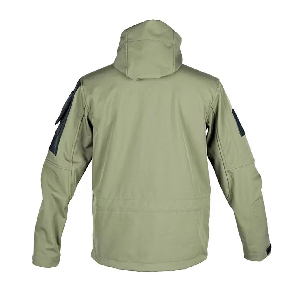 Men’s Softshell Camo Military Tactical Fleece Jacket with Removable Hood