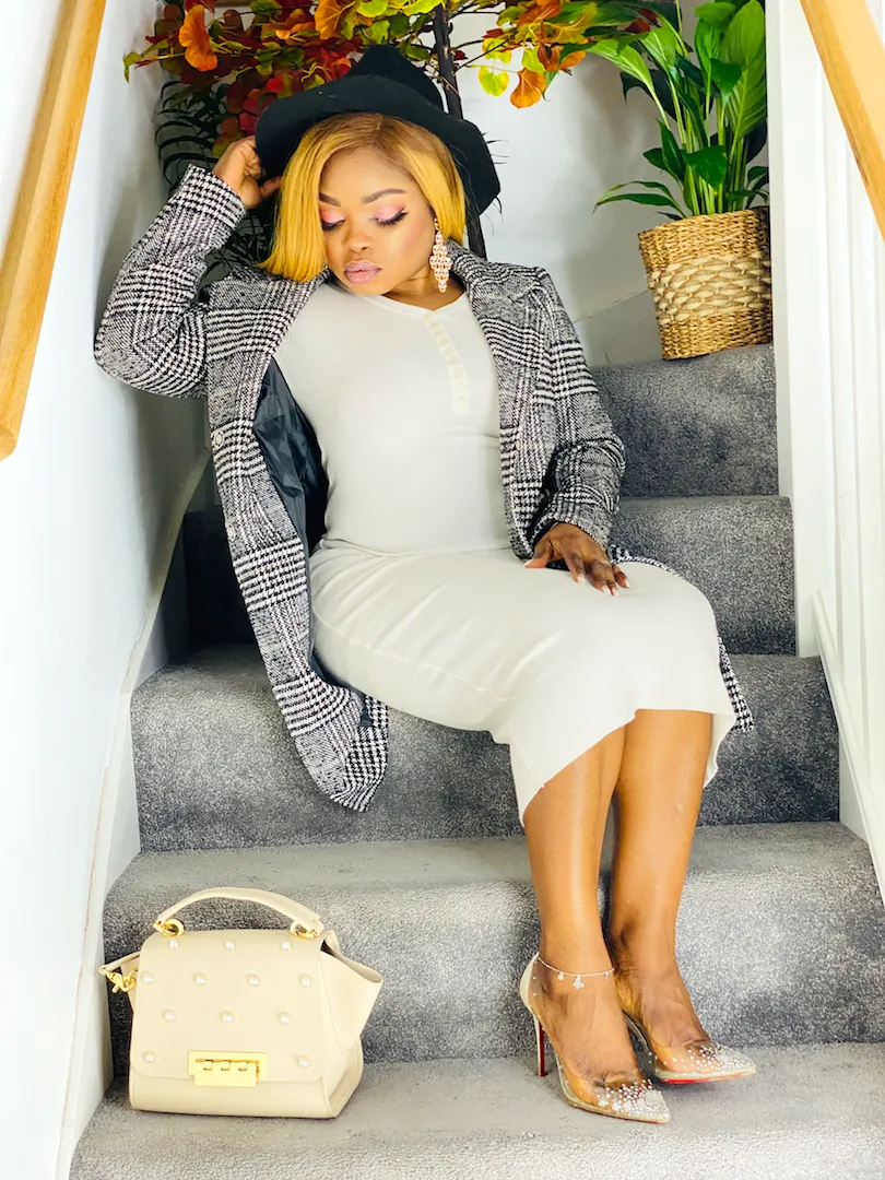 Monochrome Suit Jacket With Pockets