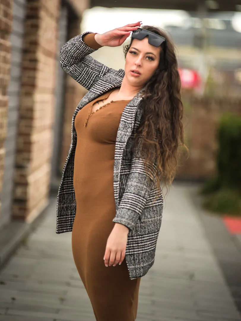 Monochrome Suit Jacket With Pockets