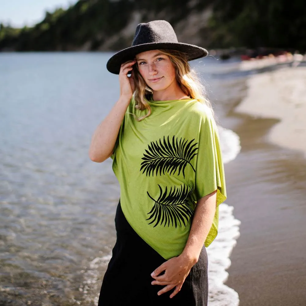 Palm Leaf Poncho (Black Ink) by Windsparrow Studio