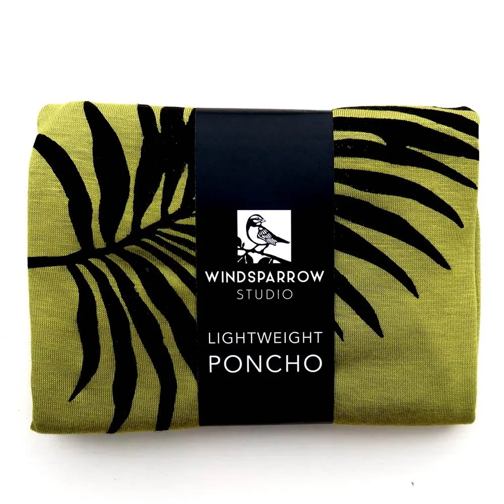 Palm Leaf Poncho (Black Ink) by Windsparrow Studio