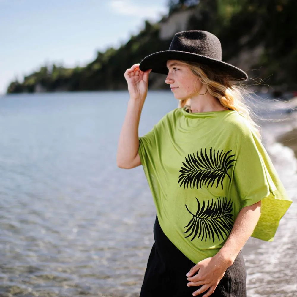 Palm Leaf Poncho (Black Ink) by Windsparrow Studio