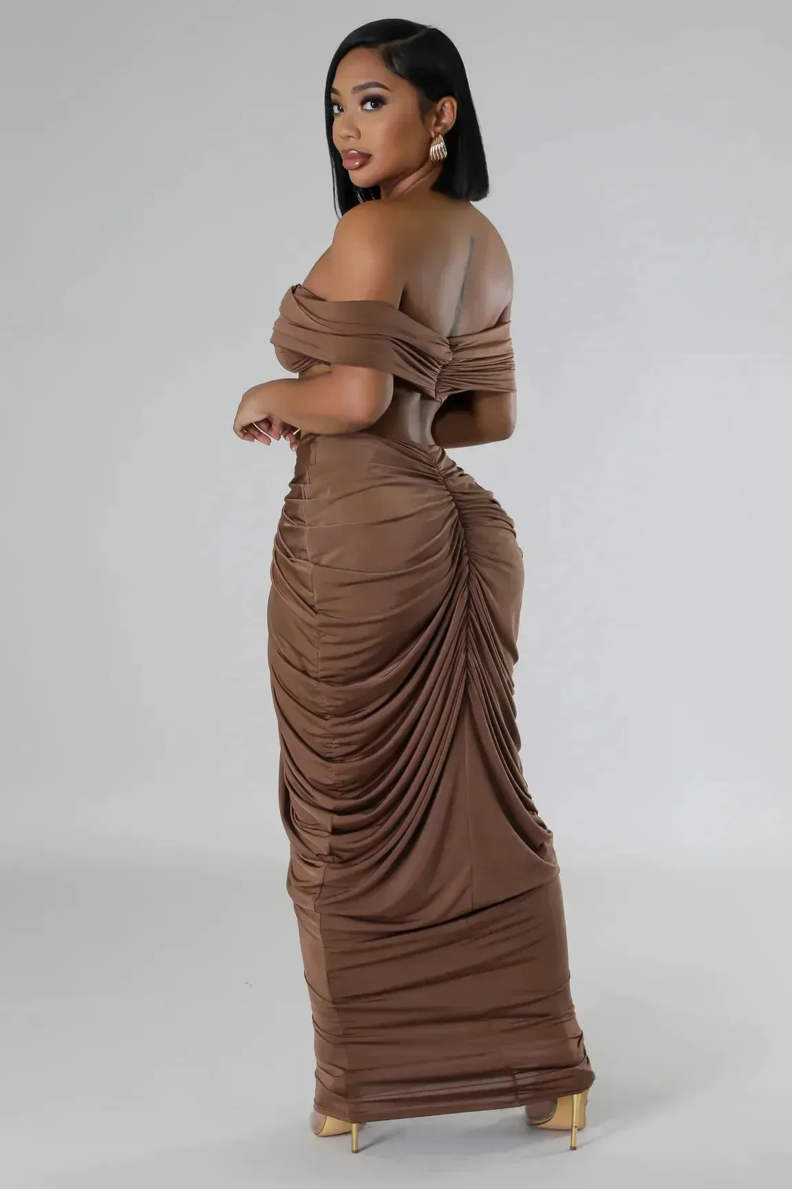 Pleated Strapless Crop Top and Long Skirt Suit