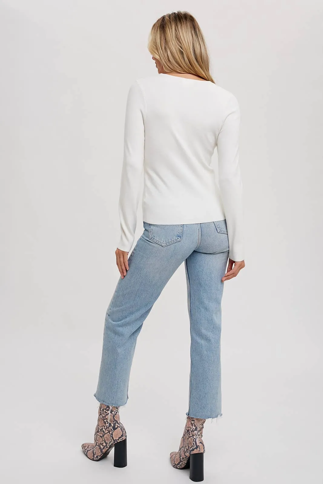 SEMI SHEER SWEETHEART NECK TOP: IVORY