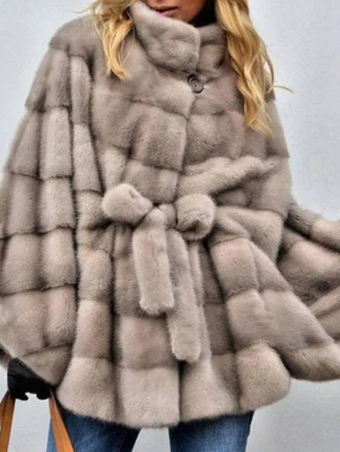 Short Coat with Stand Collar and Waistband