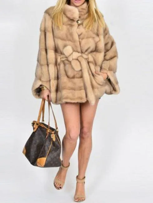 Short Coat with Stand Collar and Waistband