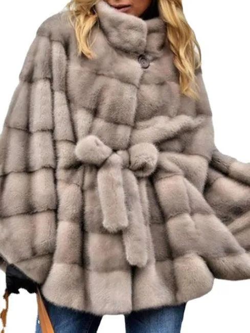 Short Coat with Stand Collar and Waistband