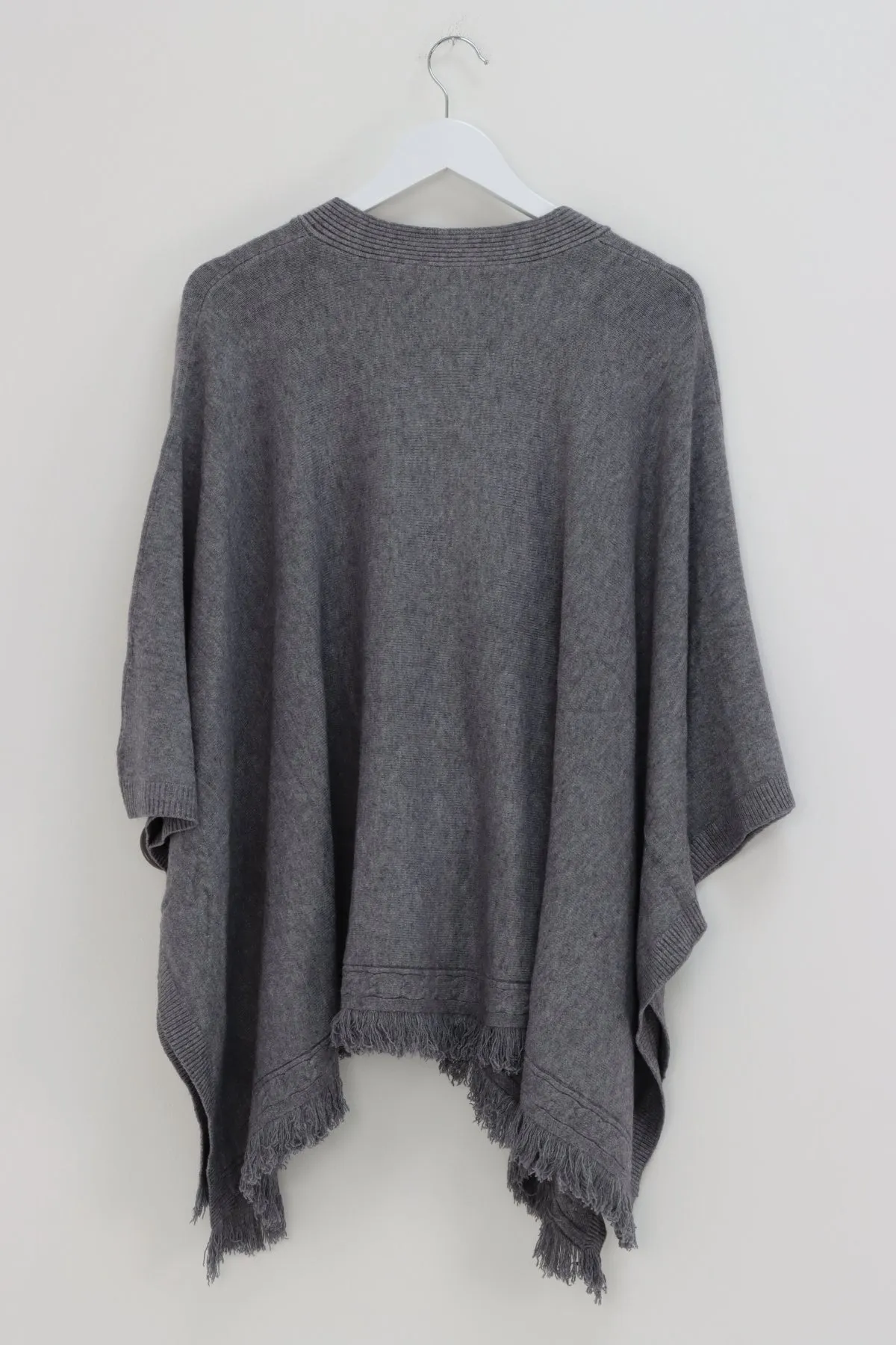 Side Button Detail Raw Edge Ponchos Jumper Top