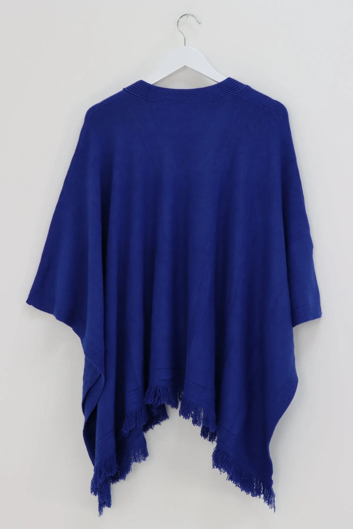 Side Button Detail Raw Edge Ponchos Jumper Top