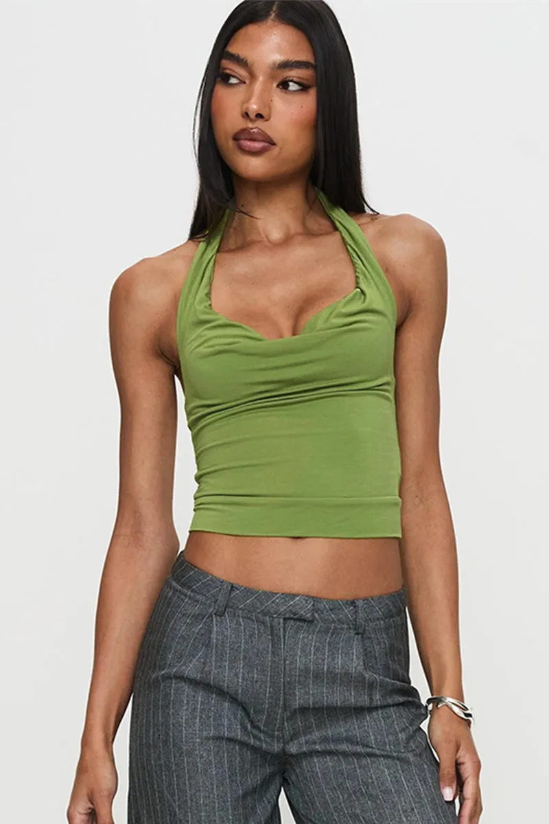 Solid Backless Sleeveless Crop Top